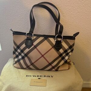 Burberry Checkered Beige and Black Tote
